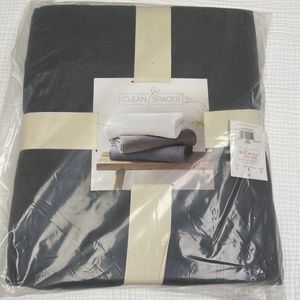 Clean Spaces CHARCOAL Grey Gray Gauze 100% Cotton Full / Queen Blanket Cover NEW